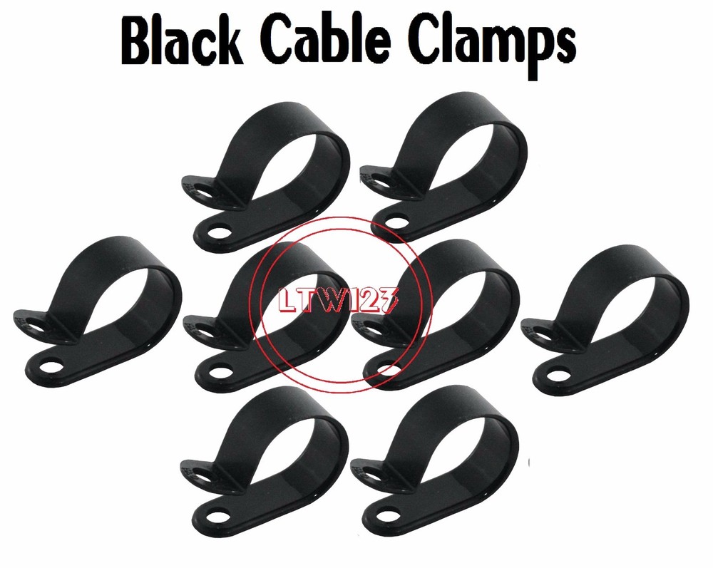 (100 Pieces) PACK ) 1/4" Cable Clamp Black UV Resistant Wire CC250 BL
