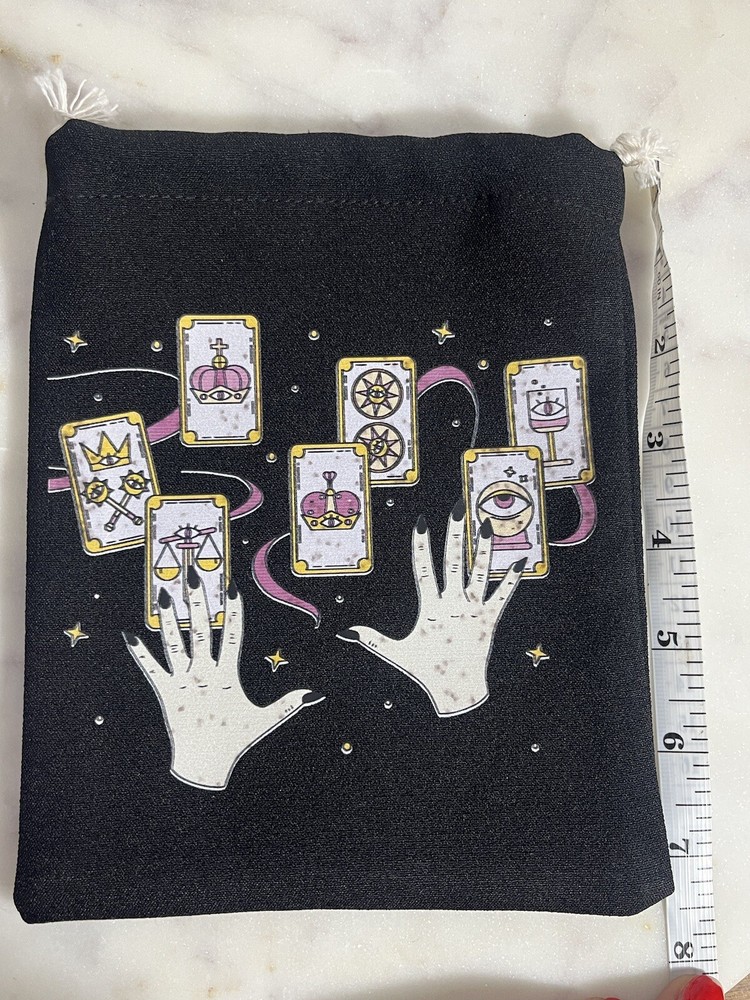 Mini Black Velvet Bags With Pull String - Tarot Themed - 4 Pack