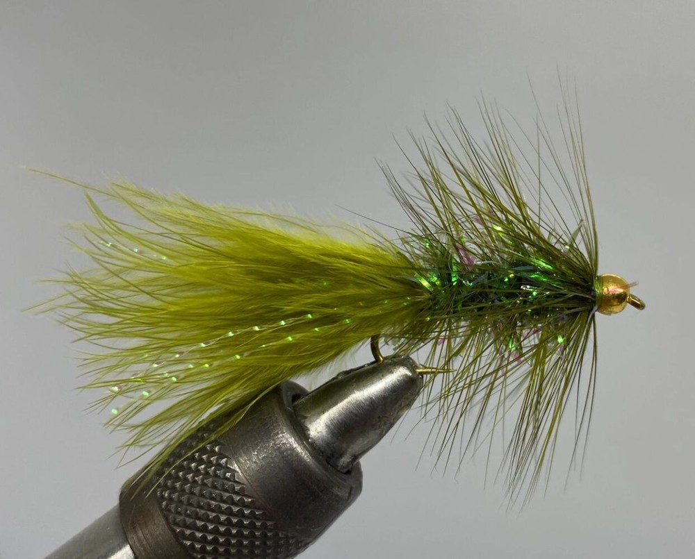 One Dozen (12) - Beadhead Crystal Bugger Olive Streamer- Strike Fly Company