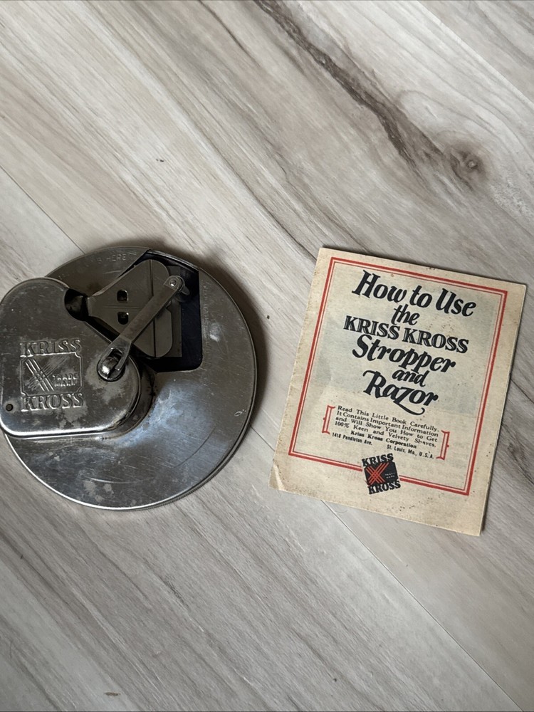 1920's Kriss Kross Stropper Razor Blade Sharpener/Box & Instructions