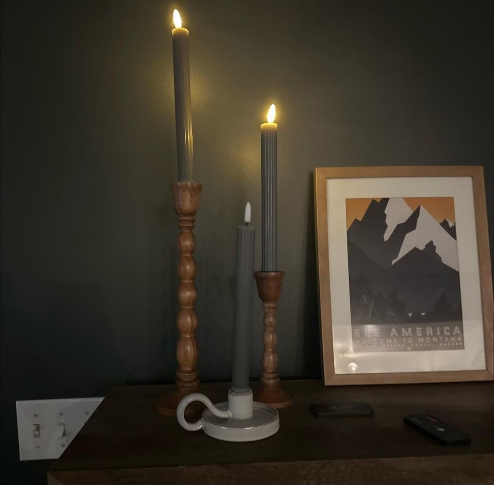 Rustic Wood Candlestick Set (2-Piece)