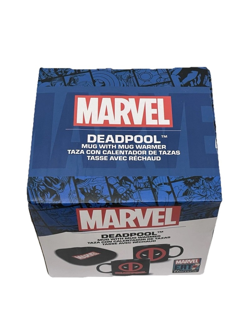 Marvel Deadpool Coffee Mug with Electric Warmer Keeps Drinks Hot NEW!