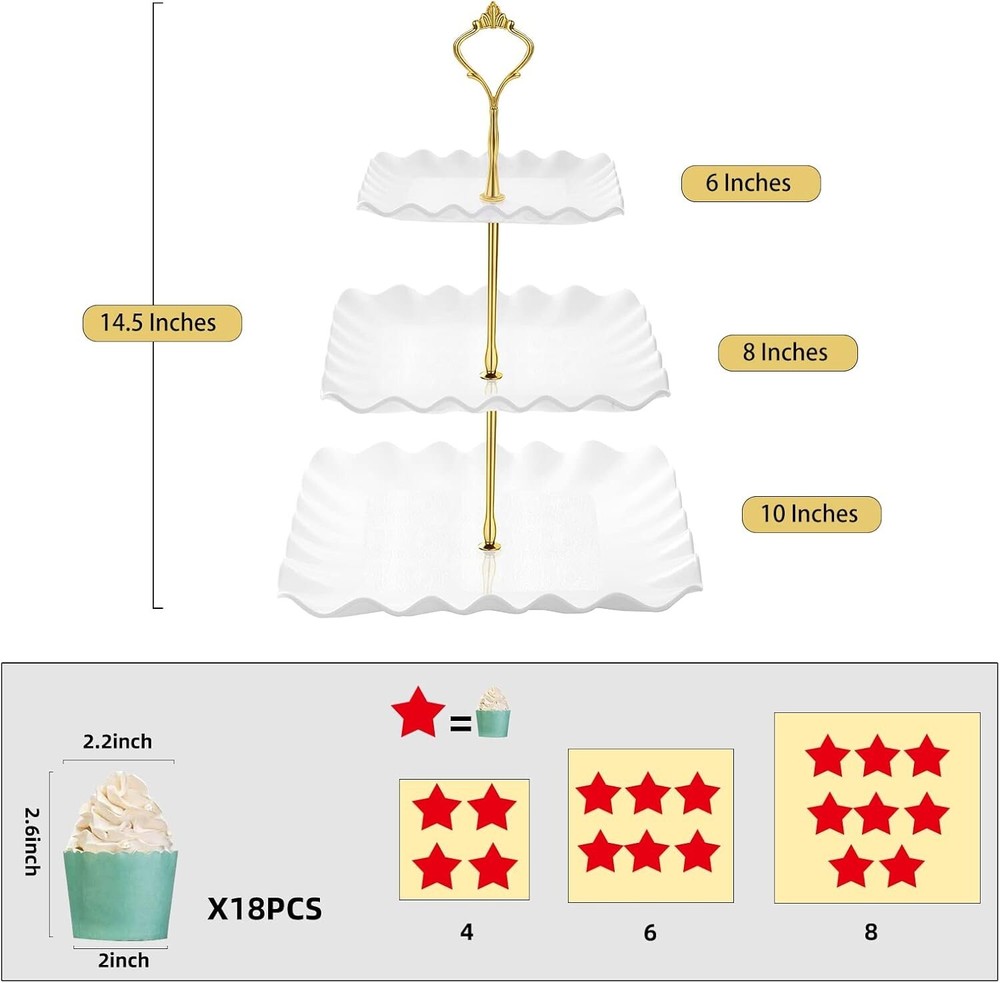 Versatile Plastic Cupcake Holder - 3 Tier Cake Stand for Birthdays & Teas