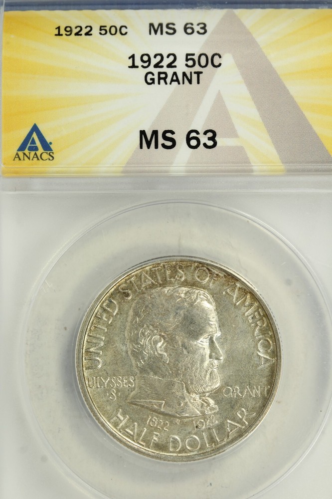 1922 Grant Commemorative Half Dollar : ANACS MS63