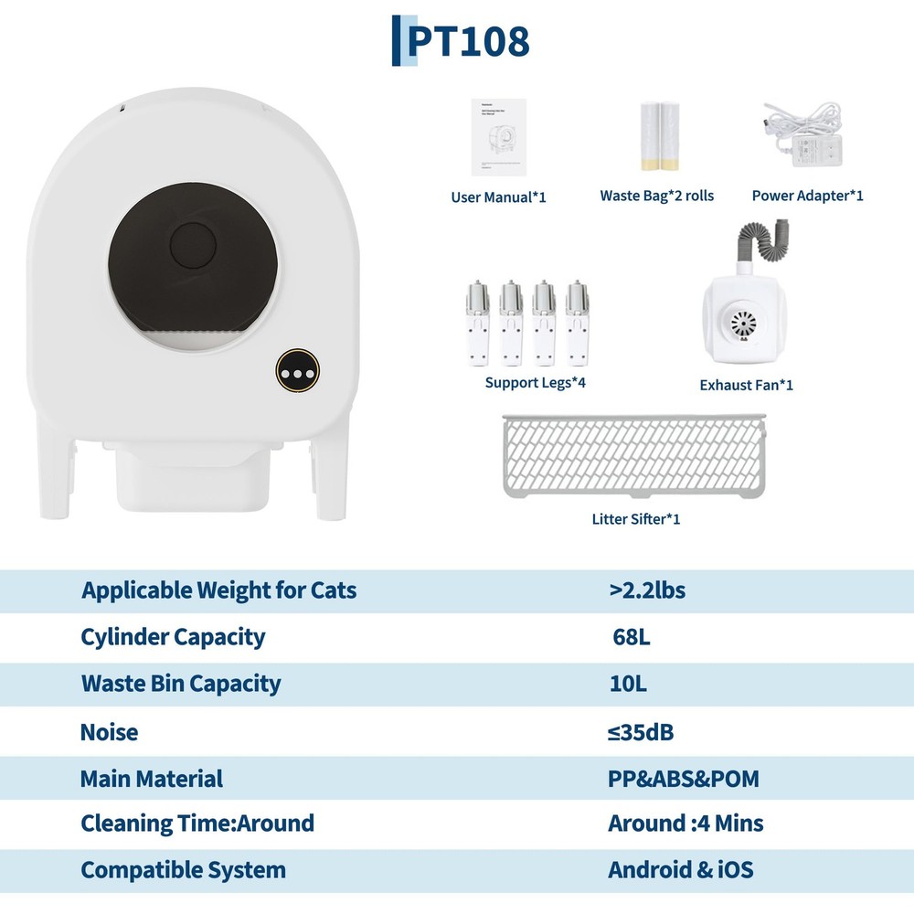 Self Cleaning Litter Box for Multiple Cats, Automatic Cat Litter Box App Control