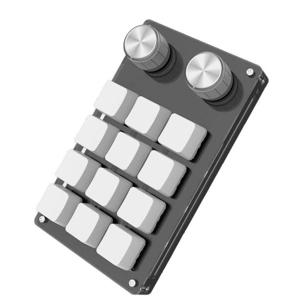 USB-C Mini 12 Keys+2 Knobs Mechanical Keyboard Programmable Keypad Driver-Free