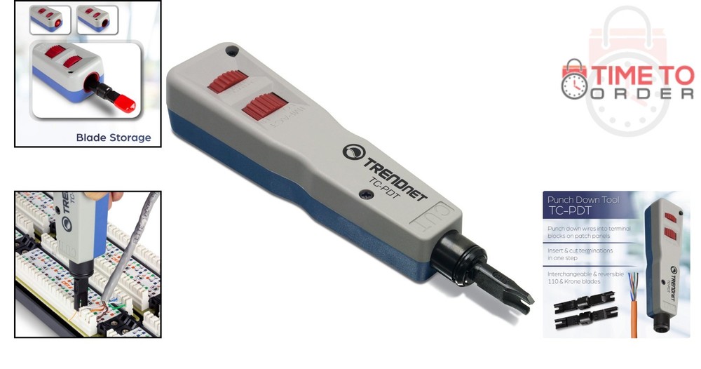 Network Punch Down Tool Plastic 6in Insert & Cut Terminations for Cables