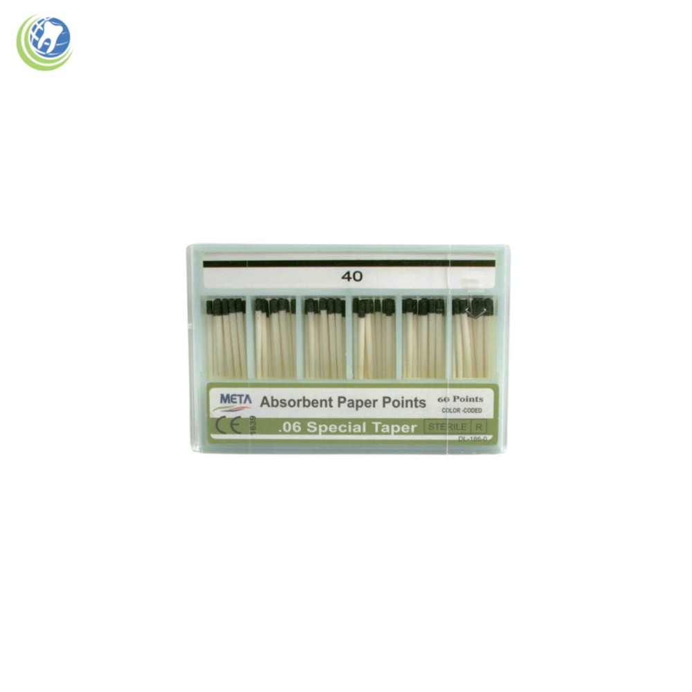 Paper Points .06 Taper #40 Sterilized Endodontic Root Canal Obturation 60/Box