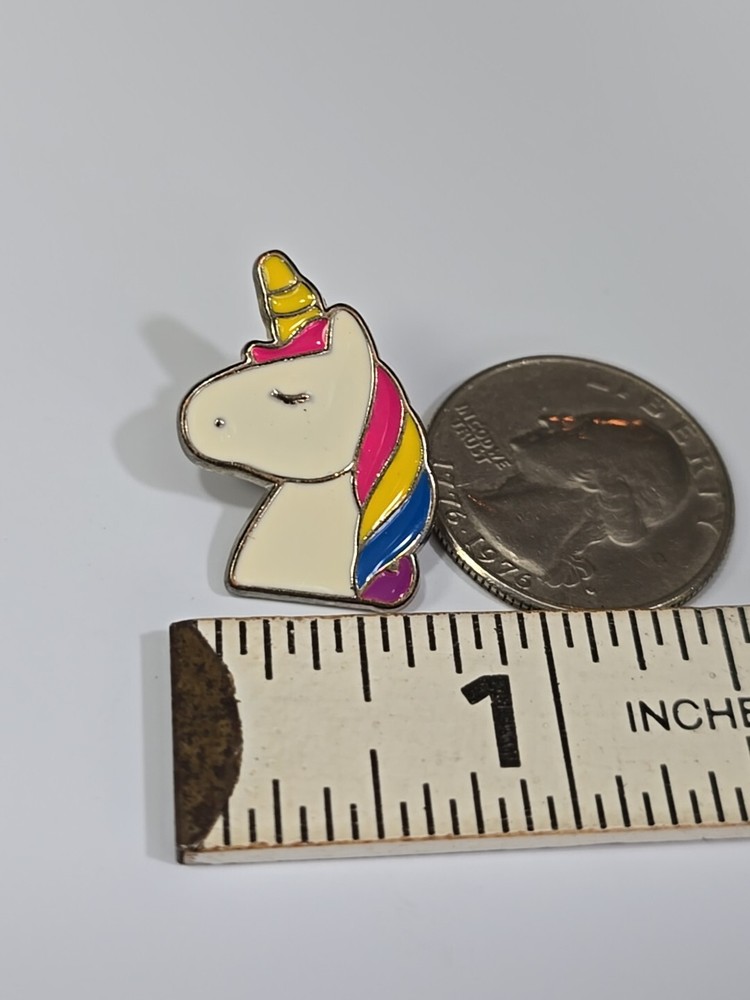 Unicorn White With Rainbow Mane Lapel Pin