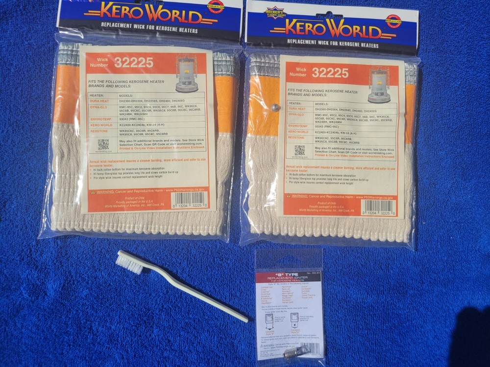 (2) DURAHEAT DH2304S,DH2400,DH2400S KEROSENE HEATER WICKS, IGNITER, BRUSH, GUIDE