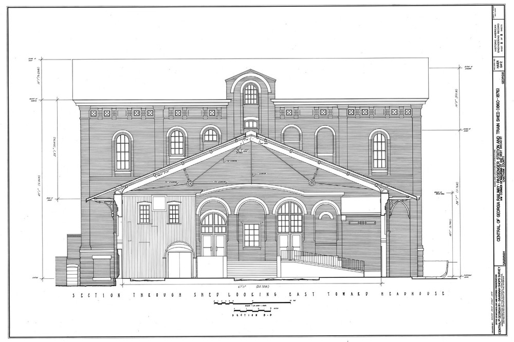 Railway Train Shed, Central Station, Savannah, GA, printed plans