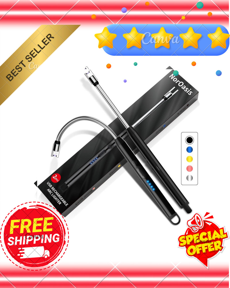 2 Pack Rechargeable Electric Candle Lighters - USB Plasma Arc Lighter Flexible