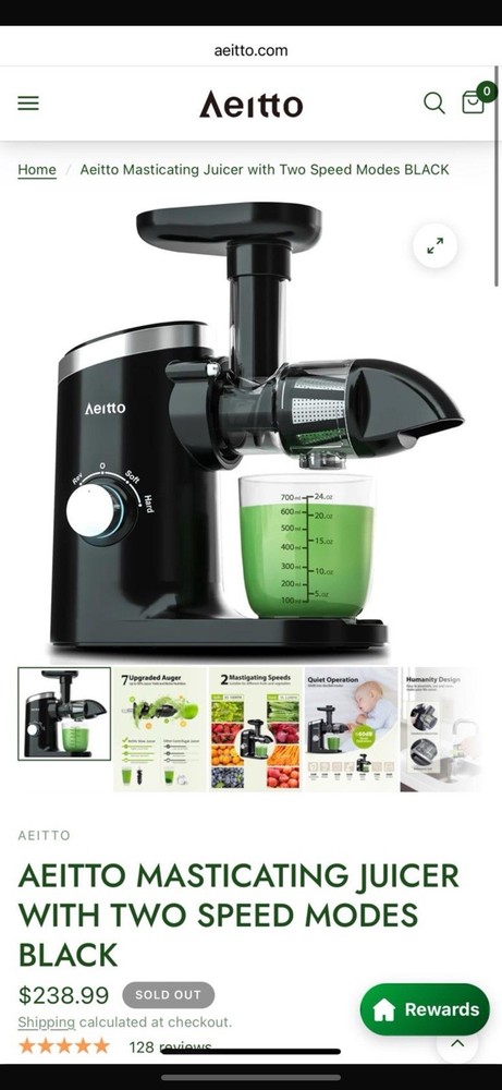 Aeitto 2-Speed Masticating Juicer, Juicer Machine with Reverse Function