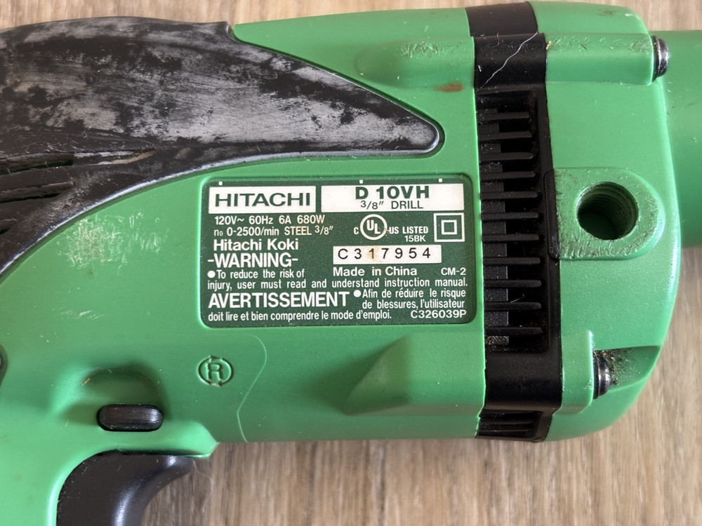 Hitachi D10VH 6A 3/8" Drill Keyless Variable Speed Corded **PRE-OWNED/TESTED**