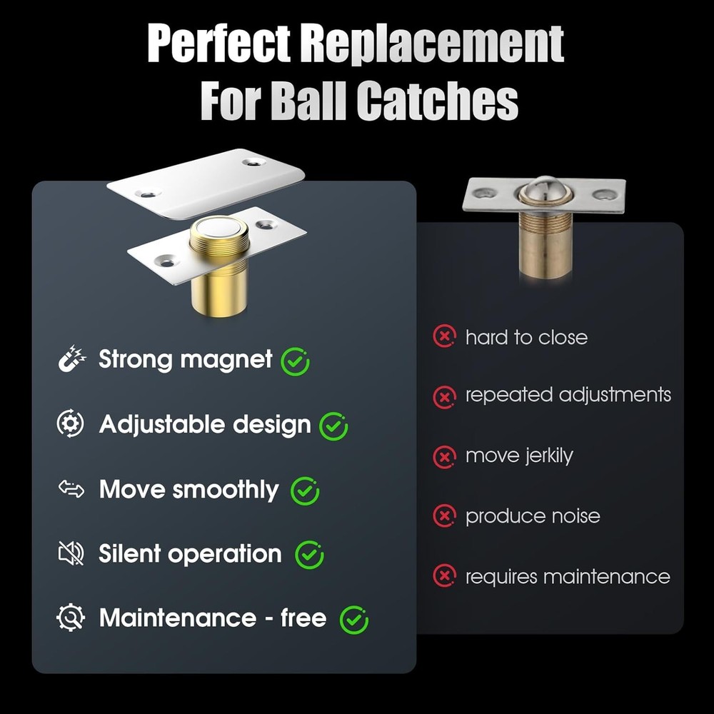 Silver 2-Pack Adjustable Strong Magnet Door Catch
