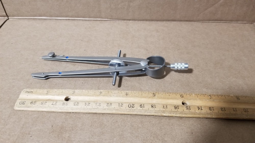 Vintage Vemco Blue Dot Drafting Compass-Missing Screw & Pointer Working , VGC