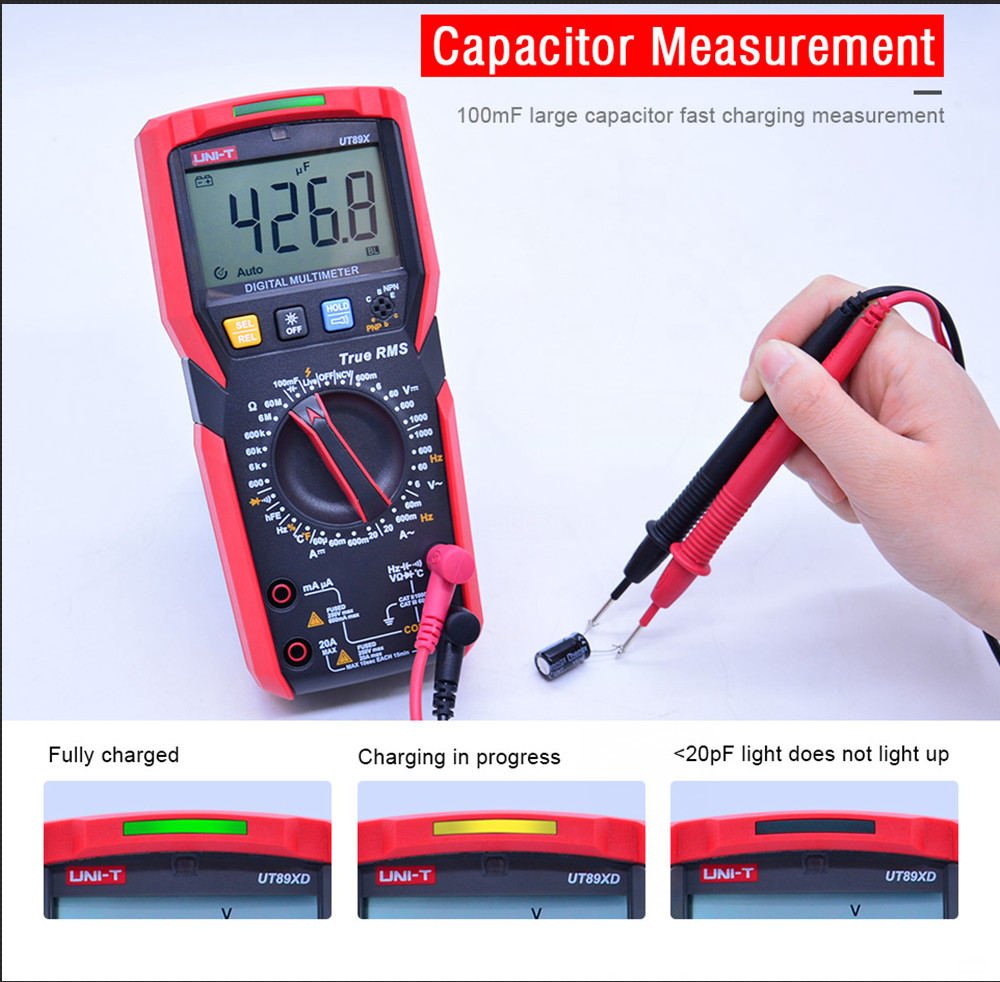 UNI-T UT89X TRMS NCV Multimeter Digital Voltmeter Ammeter Transistor Live Wire M