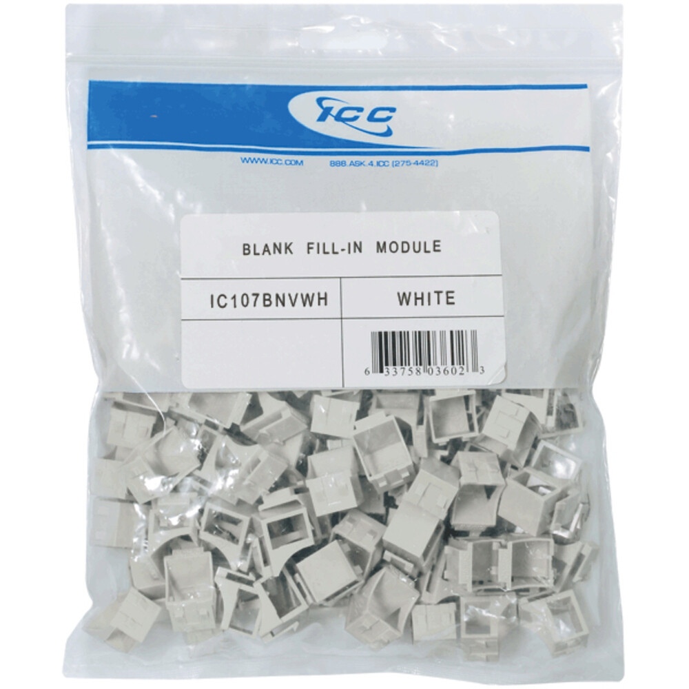 ICC IC107BNVWH Blank Module - 100 Pack, White