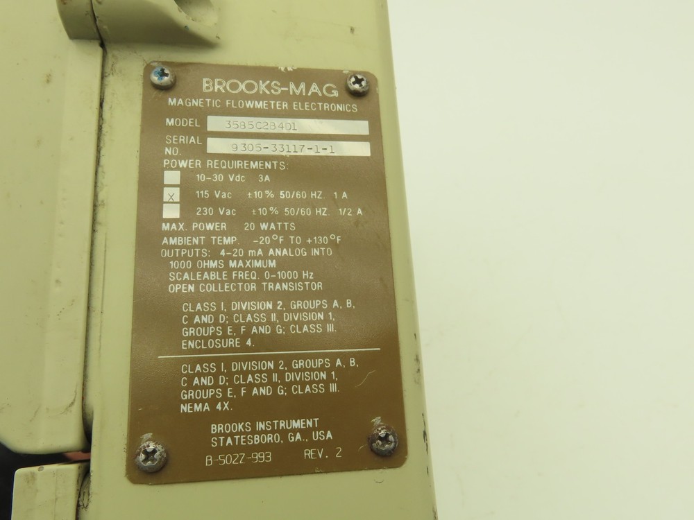 Brooks Mag 3580 Digital Magnetic Flowmeter Flow Transmitter 3585C2B4D1