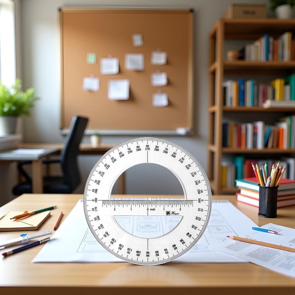6 Inch 360 Degree Protractor Round Angular Ruler for Drawing Drafting Geometry
