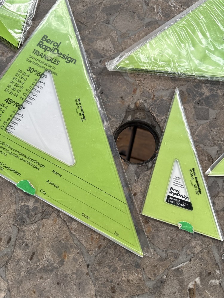 Berol RapiDesign Triangles Lot Of 9
