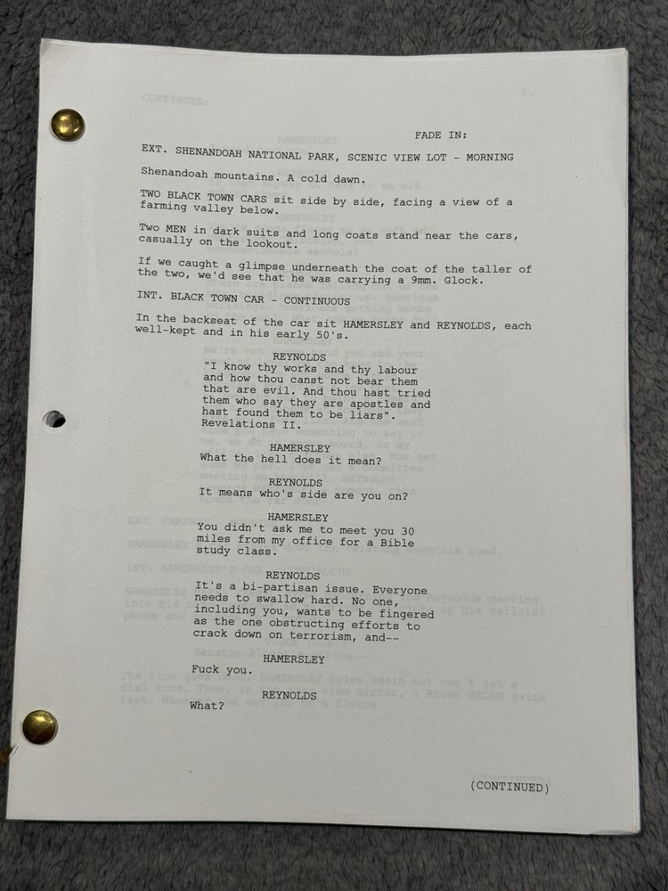 1997 ENEMY OF THE STATE by David Marconi & Aaron Sorkin SCRIPT SCREENPLAY