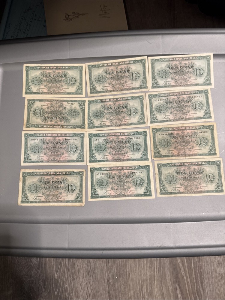 1943 Belgium 10 Francs 28 Notes All Together Super Nice Condition