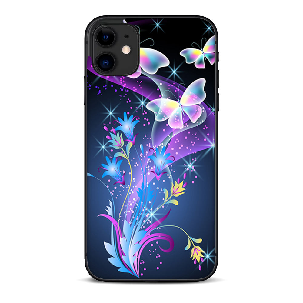 Skins Decal Wrap for Apple iPhone 11 - glowing butterflies in flight