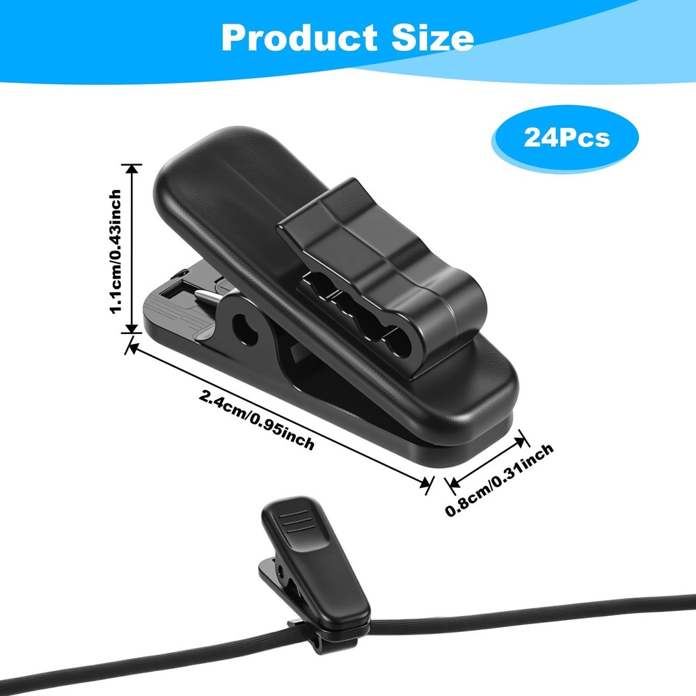 Mini Earphone Cable Clips Wire Holder Clothing Clips 24 Pack