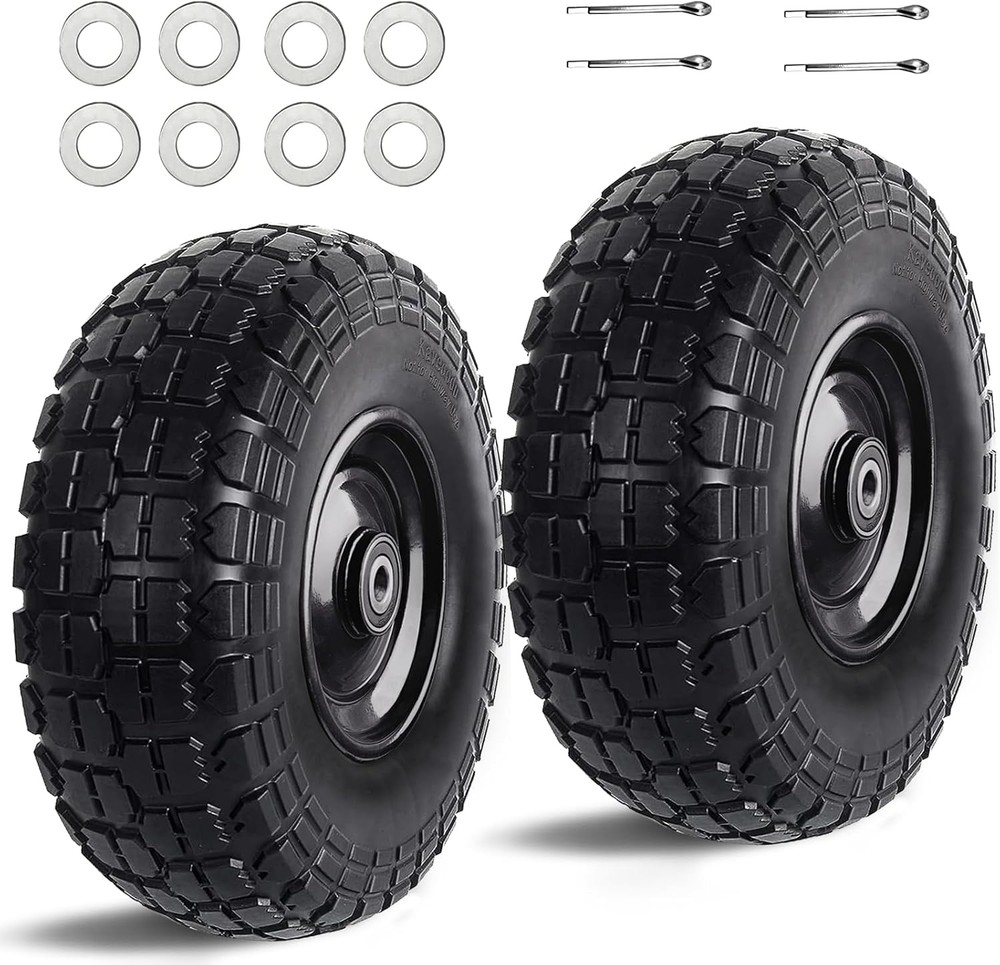 12'' Flat Free Tires Rubber Replacement Solid Tire & Wheel Assemblies Hand