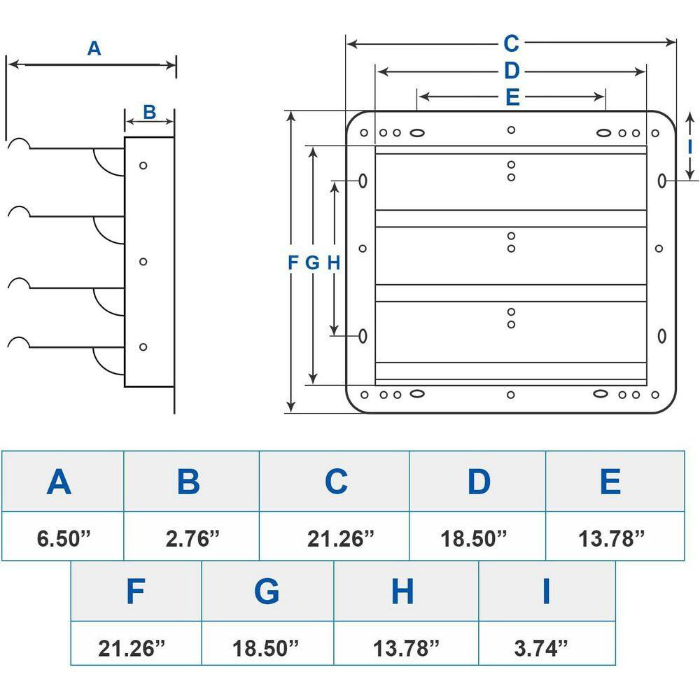18 In. Square Automatic Gravity Shutter Louver Vent Silver High-Quality Aluminum