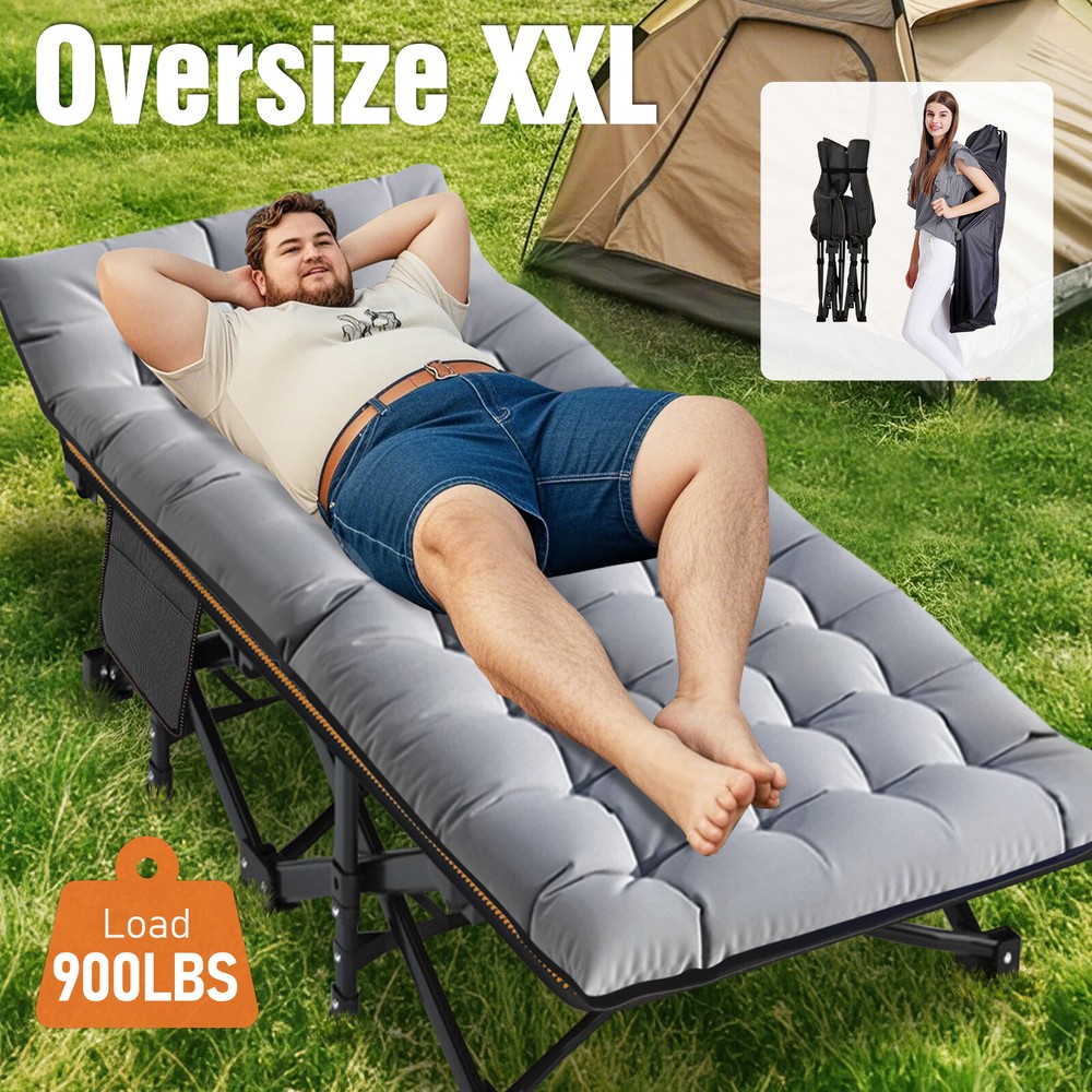 NAIZEA XXL Portable Folding Camping Cot,Oversize 32n Width Sleeping Cot with Pad