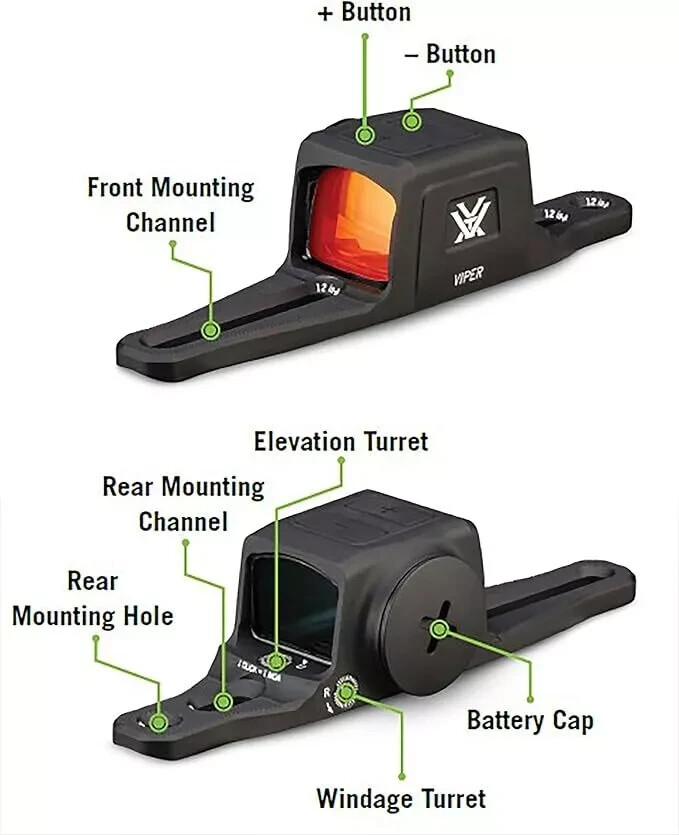 Vortex Optics Viper SG Enclosed Micro Red Dot Sights - 3 MOA Red Dot
