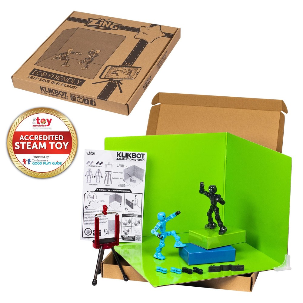 Zing Klikbot Zanimation Studio - Includes 2 Klikbots, Phone Large, Green