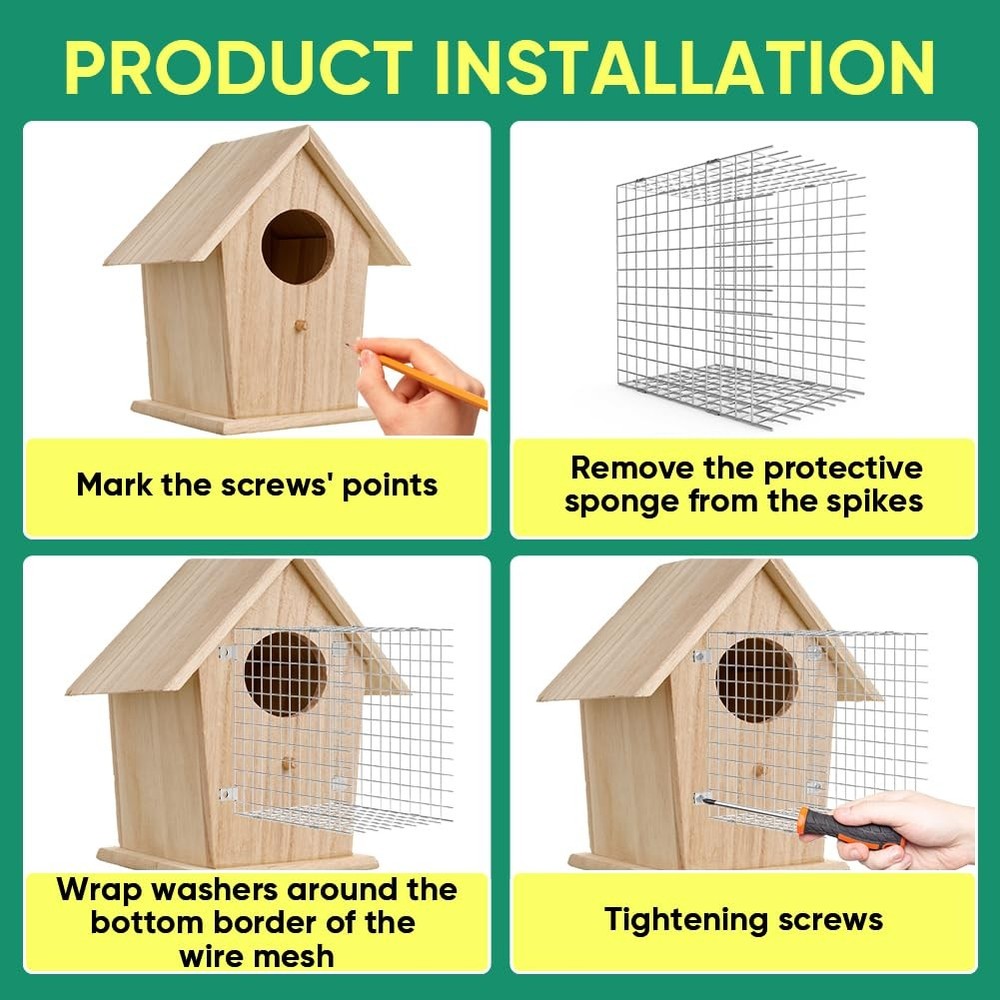 2 PCS Bluebird House Predator Guards Metal Mesh Hole Protector Square