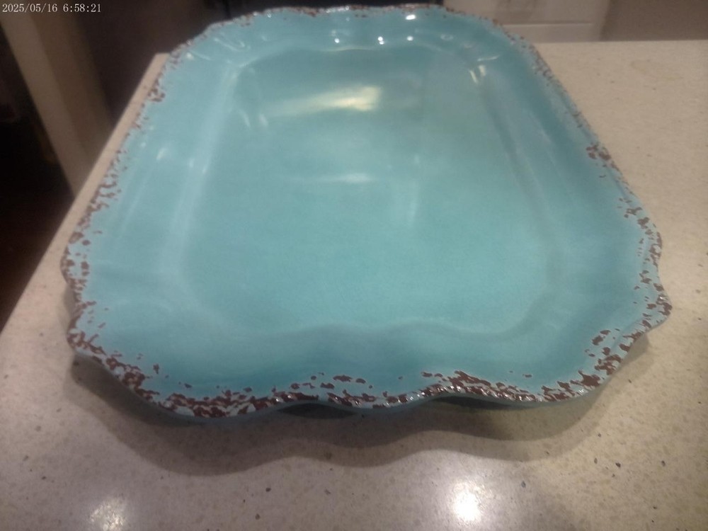 huge Il Mulino rectangular turquoise melamine platter near-perfect condition!