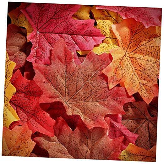 300 Pieces Artificial Autumn Maple Leaves Mixed Fall Colored Leaf for