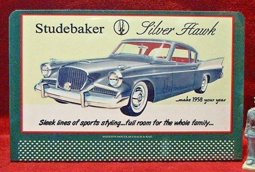 1958 STUDEBAKER SILVER HAWK ___ #125 TINPLATE BILLBOARD  O/S SCALE