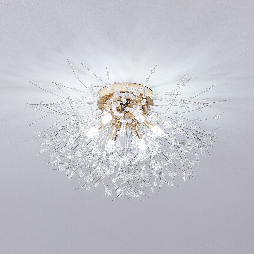 Pendant Light Led Chandelier Flush Mount Dandelion Crystal Ceiling Lamp