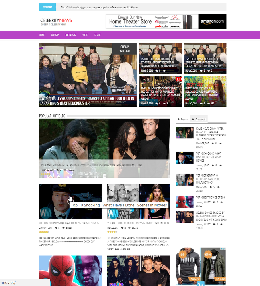 🥇 Established WordPress Celebrity News Website - Autopilot, Easy Customization