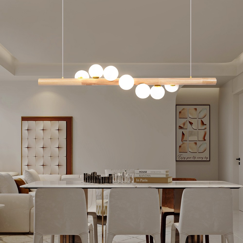 7 Head Modern Linear Glass Bubble Chandelier Pendant Ceiling Light Island Lamp