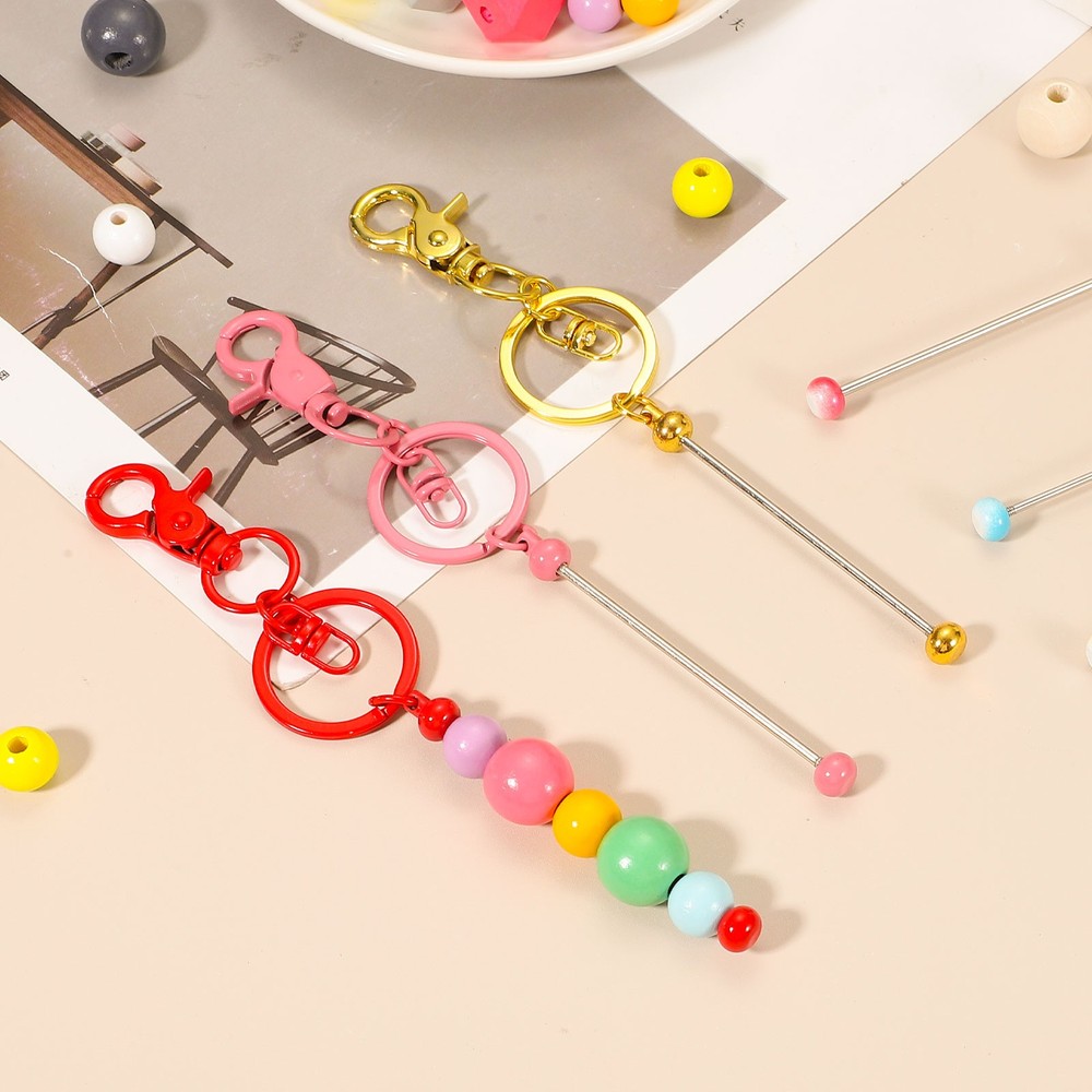 18Pcs Beadable Keychains, DIY Beaded Keychain Making Kit, Candy Green