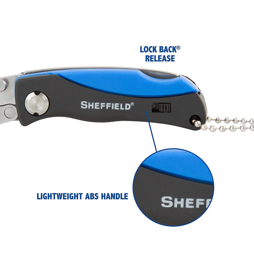 Sheffield 12125 Mini Folding Utility Knife Includes 6 Mini Blades Lightweight