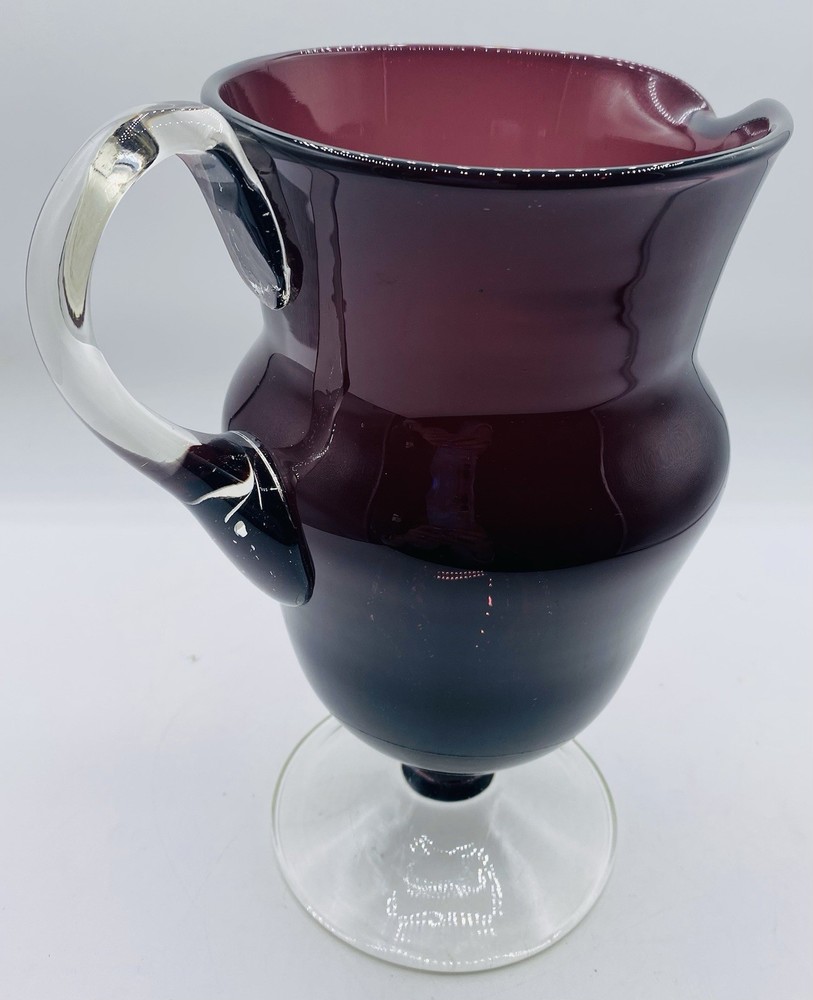 Vintage Amethyst Glass Pitcher 9 1/8"