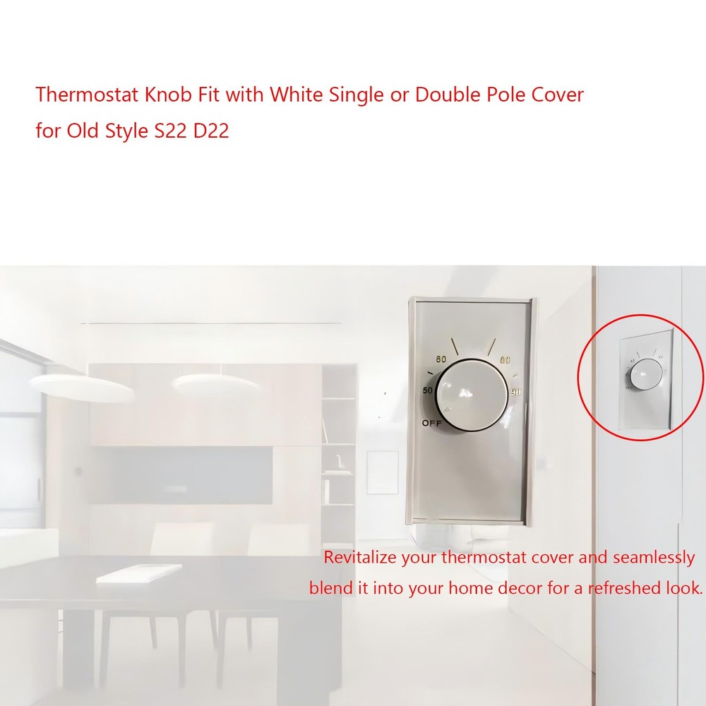 Thermostat Knob replacement for Single or Double Pole Wall Heater White