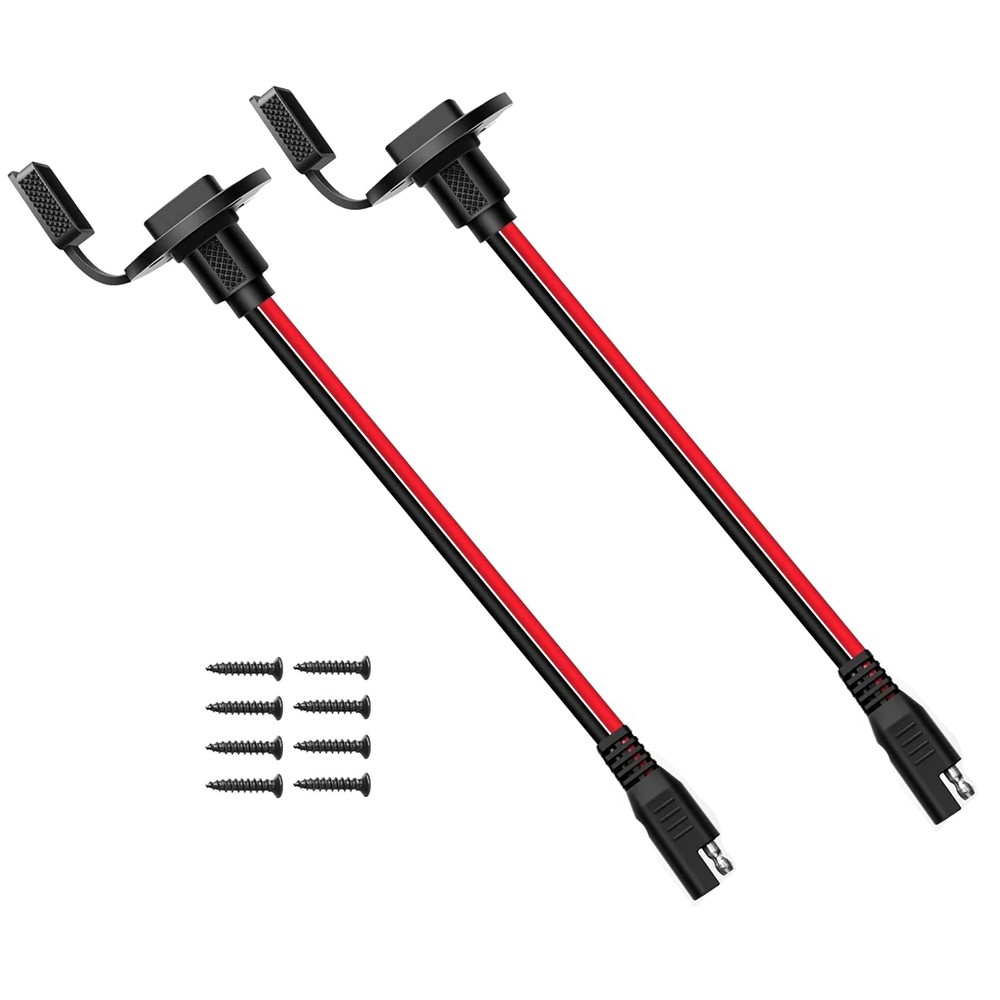 2x SAE Power Socket Sidewall Port Quick Connect Solar Panel Mount Connector 30cm