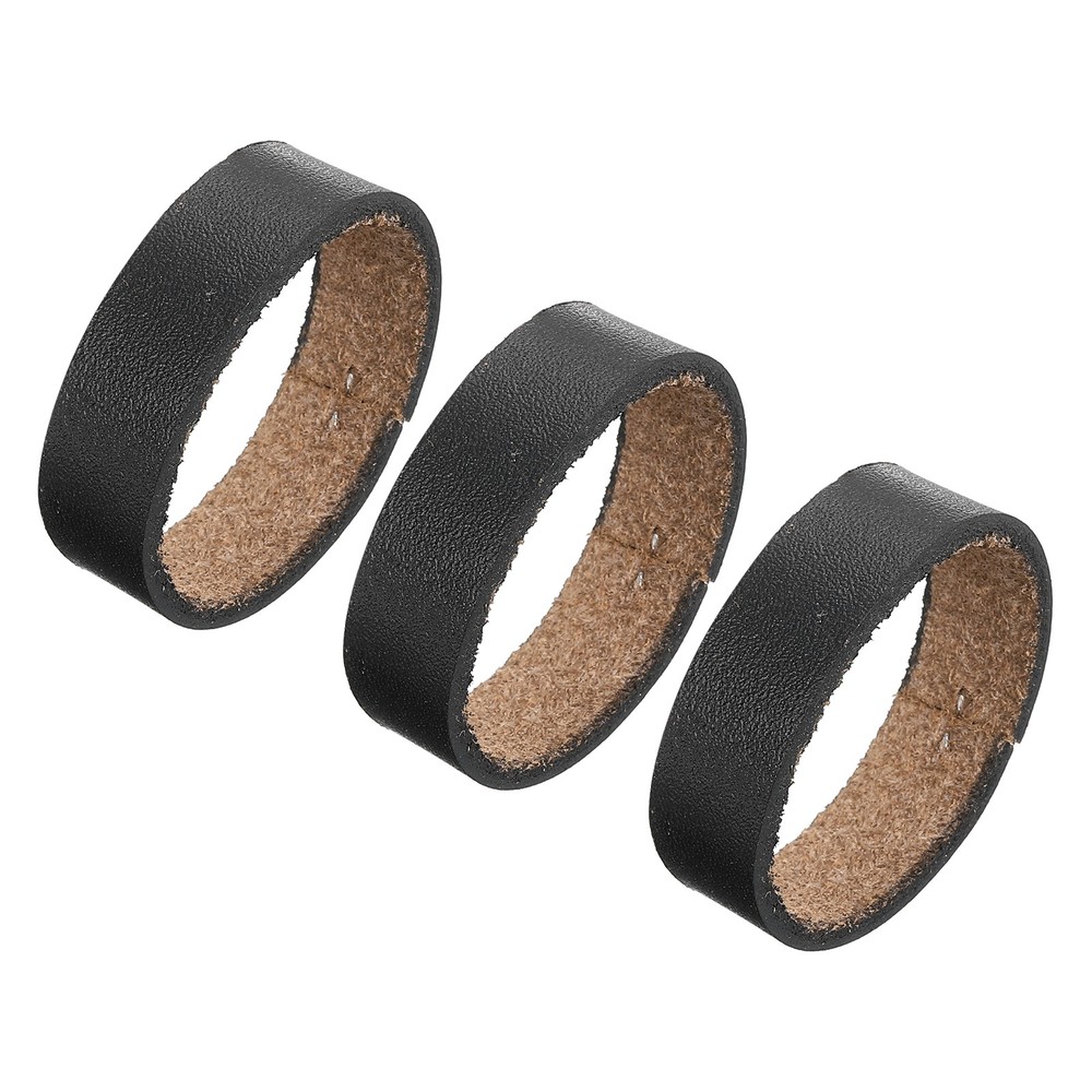 3 x Leather Belt Loop Keepers Fitting 3.8cm Width Belt Strap Buckles (Black)