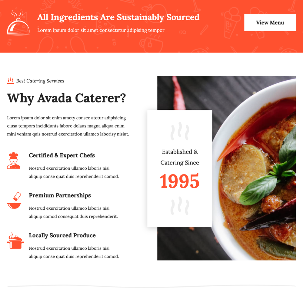 Caterer Website Design with Free VPS Web Hosting and Installation