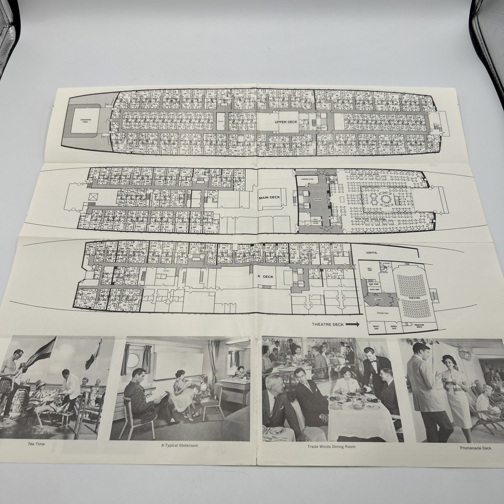 ATLANTIC (American Export) 1963 Cruise Deck Plan EX Condition