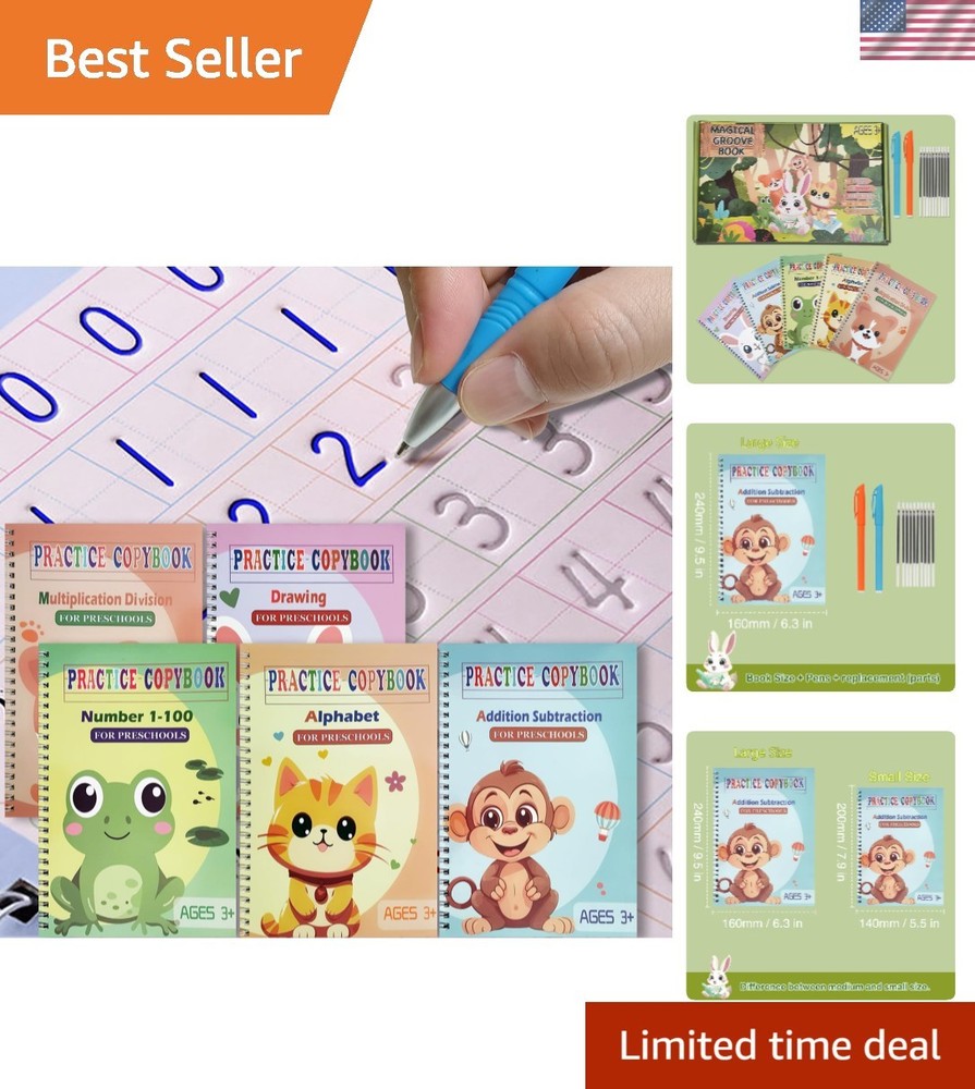 Reusable Grooved Handwriting Workbooks,Magic Copybook,Magic Writing Practice ...